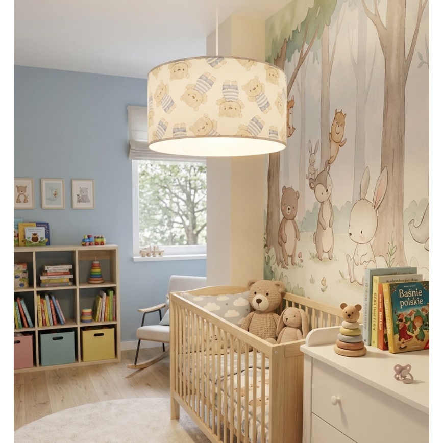 Żyrandol dziecięcy KIDS ROOM 1xE27/60W/230V śr. 40 cm miś