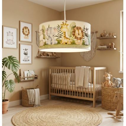 Żyrandol dziecięcy KIDS ROOM 1xE27/60W/230V Ø 40 cm dżungla