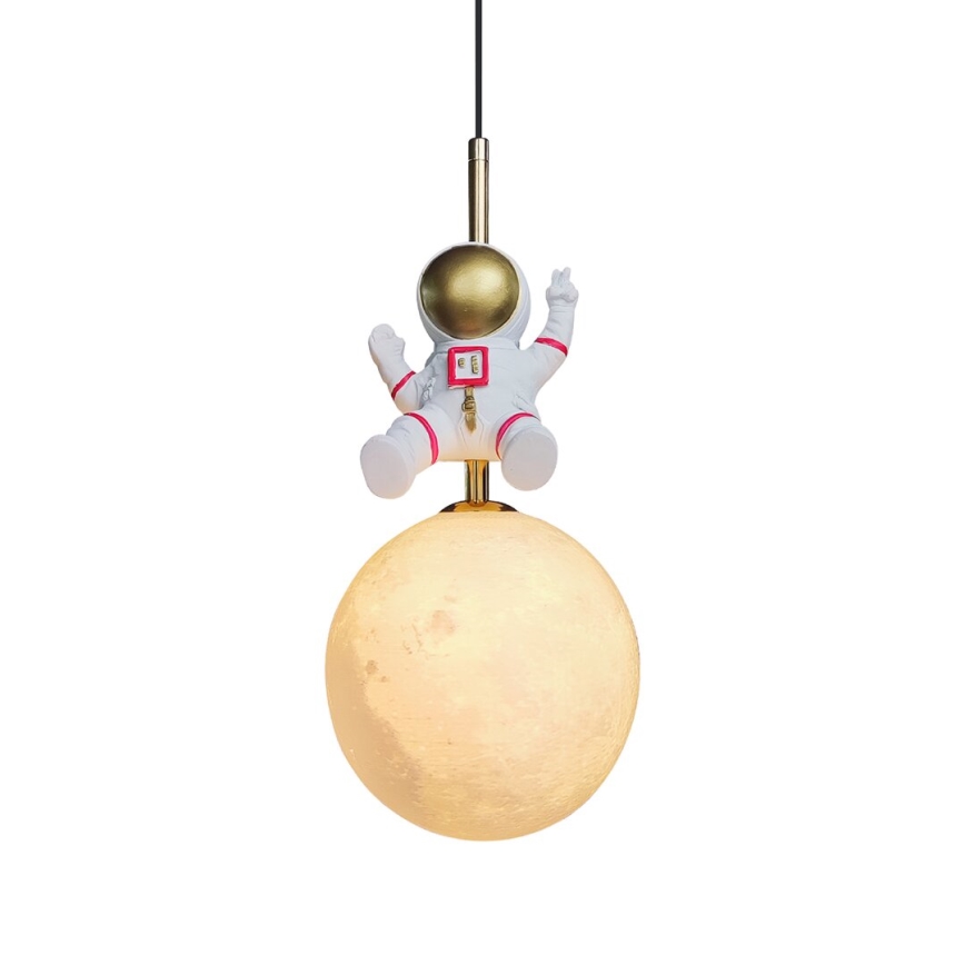 Żyrandol dziecięcy na lince ASTRONAUT 1xE27/60W/230V śr. 15 cm złoty/beżowy