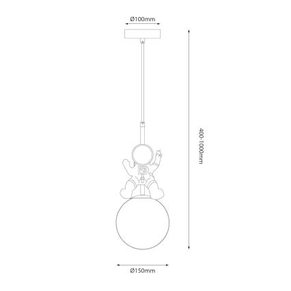 Żyrandol dziecięcy na lince ASTRONAUT 1xE27/60W/230V śr. 15 cm złoty/beżowy