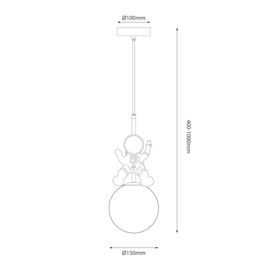 Żyrandol dziecięcy na lince ASTRONAUT 1xE27/60W/230V śr. 15 cm złoty/beżowy