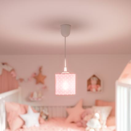 Żyrandol dziecięcy na lince DOTS 1xE27/15W/230V śr. 15 cm różowy