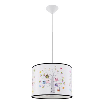 Żyrandol dziecięcy na lince OWLS 1xE27/15W/230V śr. 40 cm sowy