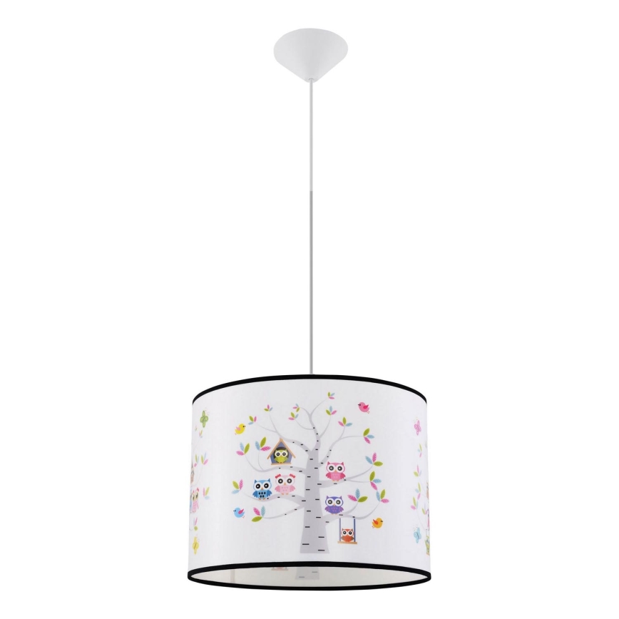 Żyrandol dziecięcy na lince OWLS 1xE27/15W/230V śr. 40 cm sowy