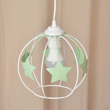 Żyrandol dziecięcy na lince STARS 1xE27/15W/230V zielony/biały