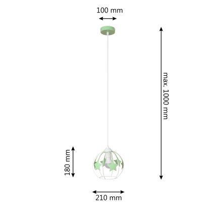 Żyrandol dziecięcy na lince STARS 1xE27/15W/230V zielony/biały