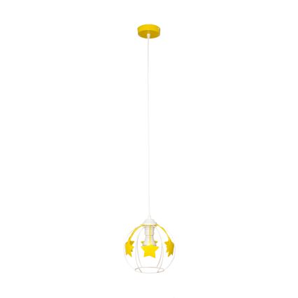 Żyrandol dziecięcy na lince STARS 1xE27/15W/230V żółty/biały