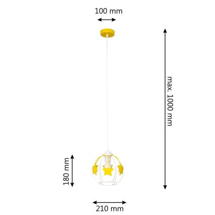 Żyrandol dziecięcy na lince STARS 1xE27/15W/230V żółty/biały
