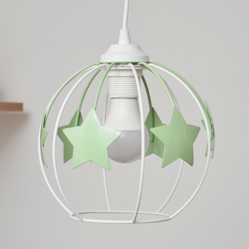 Żyrandol dziecięcy na lince STARS 2xE27/15W/230V zielony/biały