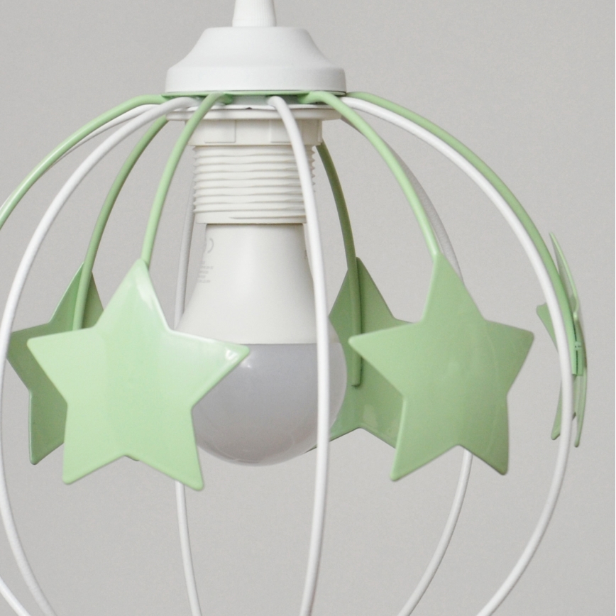 Żyrandol dziecięcy na lince STARS 3xE27/15W/230V zielony/biały