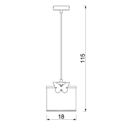 Żyrandol dziecięcy na lince SWEET 1xE27/15W/230V biały/motyl