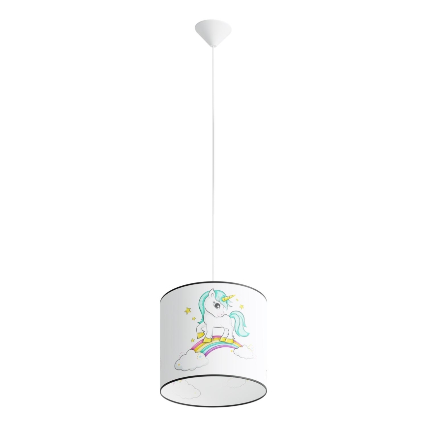 Żyrandol dziecięcy na lince UNICORN 1xE27/15W/230V śr. 30 cm jednorożec