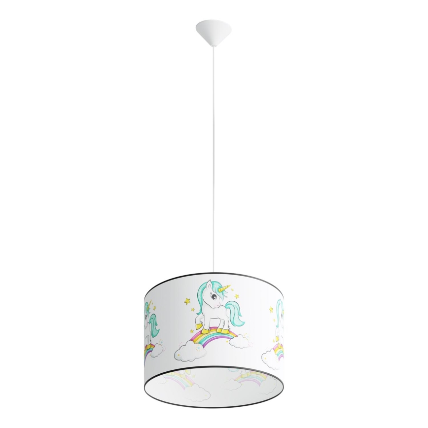 Żyrandol dziecięcy na lince UNICORN 1xE27/15W/230V śr. 40 cm jednorożec