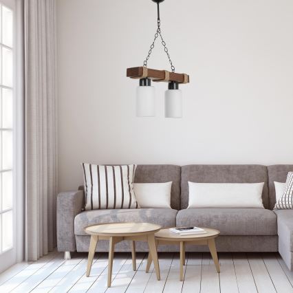 Żyrandol JASMIN 2xE27/40W/230V brązowy/biały