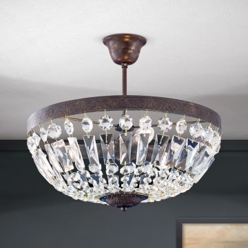 Żyrandol kryształowy ARILA 3xE14/40W/230V śr. 40 cm brązowy/patyna