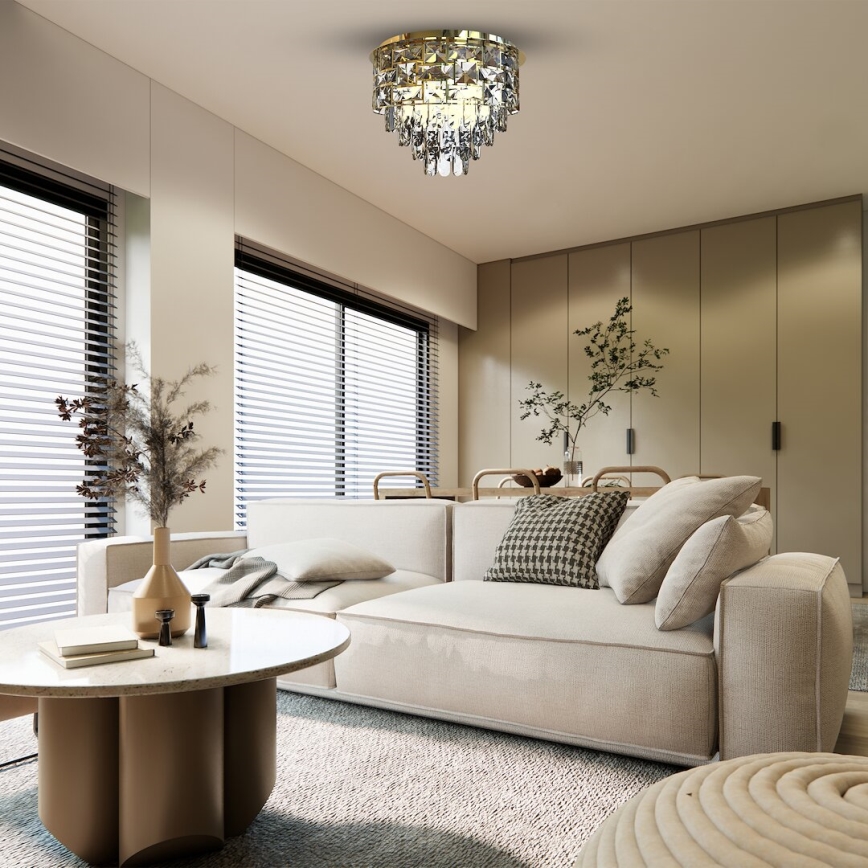 Żyrandol kryształowy LUXURIA 9xE14/40W/230V śr. 48 cm złoty