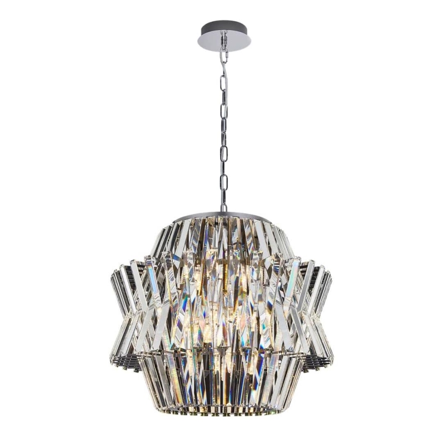 Żyrandol kryształowy na łańcuchu CROWN 12xE14/40W/230V chrom błyszczący