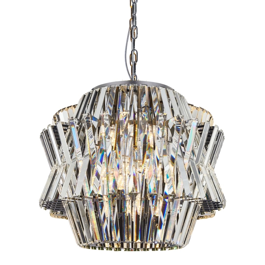 Żyrandol kryształowy na łańcuchu CROWN 12xE14/40W/230V chrom błyszczący