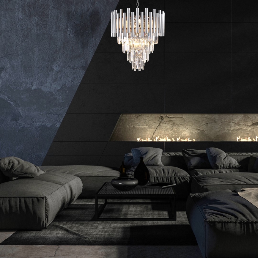 Żyrandol kryształowy na łańcuchu MADISON 9xE14/40W/230V chrom błyszczący