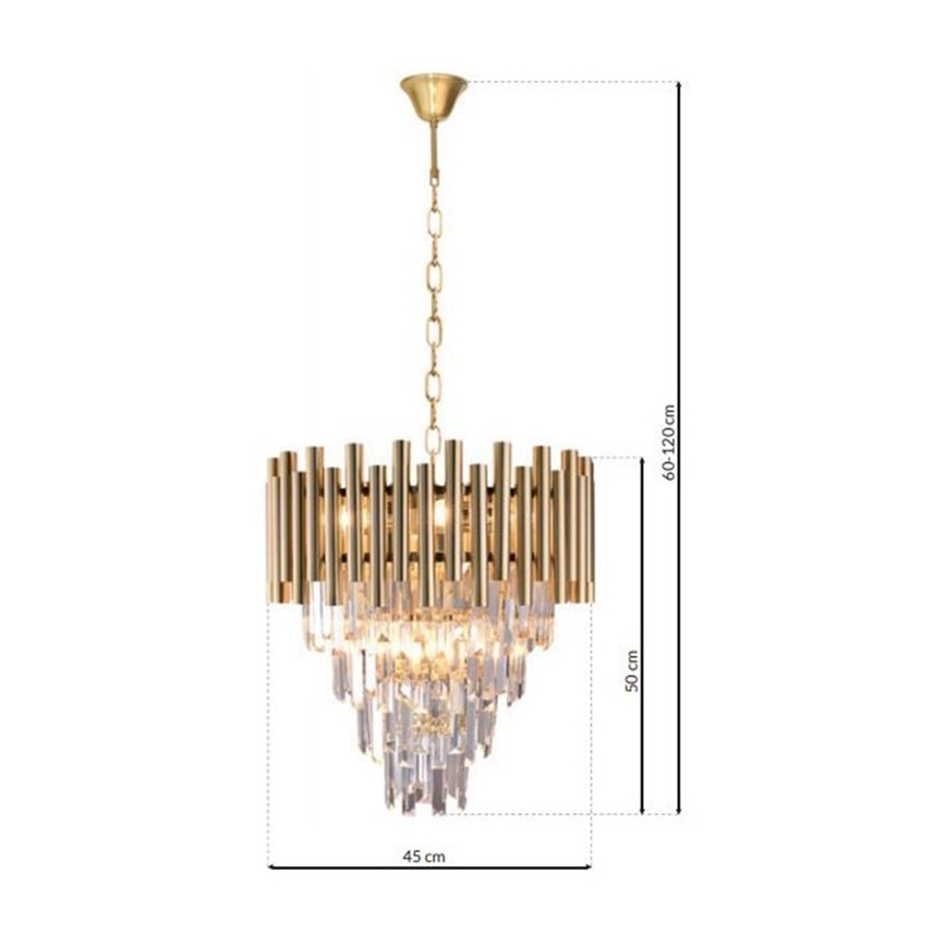 Żyrandol kryształowy na łańcuchu MADISON 9xE14/40W/230V złoty