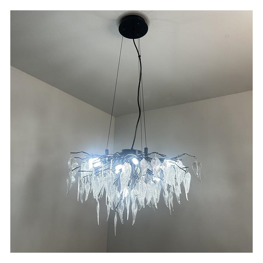 Żyrandol kryształowy na lince 10xG9/40W/230V czarny