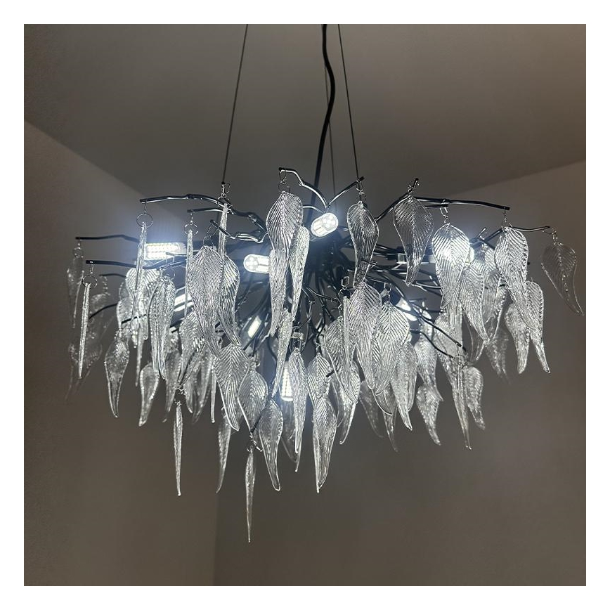 Żyrandol kryształowy na lince 10xG9/40W/230V czarny