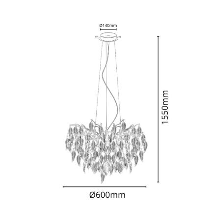 Żyrandol kryształowy na lince 10xG9/40W/230V czarny