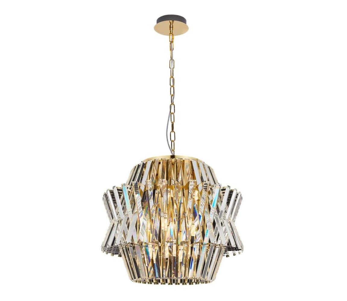 Żyrandol kryształowy na łańcuchu CROWN 12xE14/40W/230V złoty