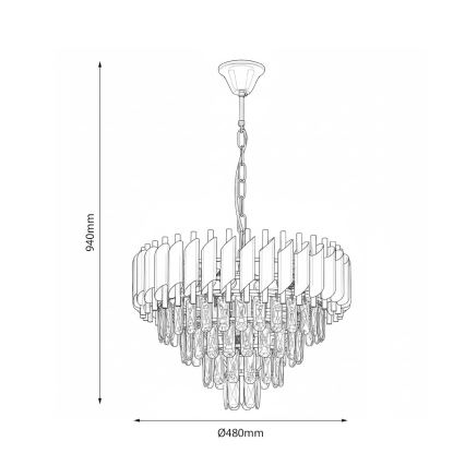 Żyrandol łańcuchowy CRISTAL 7xE14/10W/230V czarny/złoty