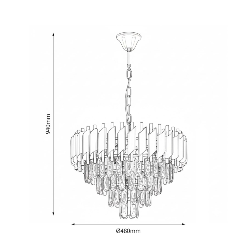 Żyrandol łańcuchowy CRISTAL 7xE14/10W/230V czarny/złoty