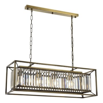 Żyrandol łańcuchowy CRYSTALLINE 4xE27/6W/230V mosiądz