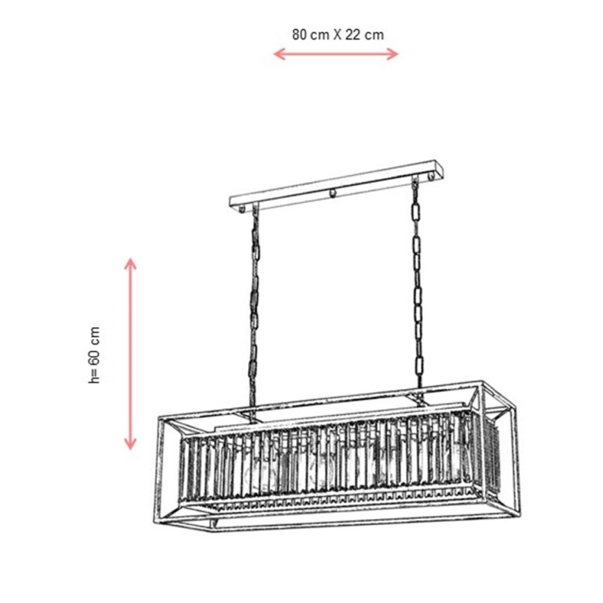 Żyrandol łańcuchowy CRYSTALLINE 4xE27/6W/230V mosiądz