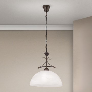 Żyrandol łańcuchowy RULA 1xE27/40W/230V śr. 35 cm biały/brązowy