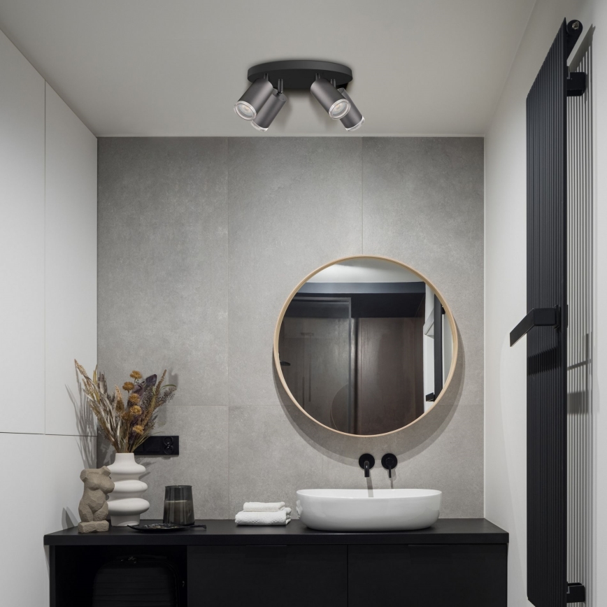 Żyrandol łazienkowy LED RGBW TURYN 4xGU10/6,5W/230V 2700-6500K Wi-Fi IP44 czarny