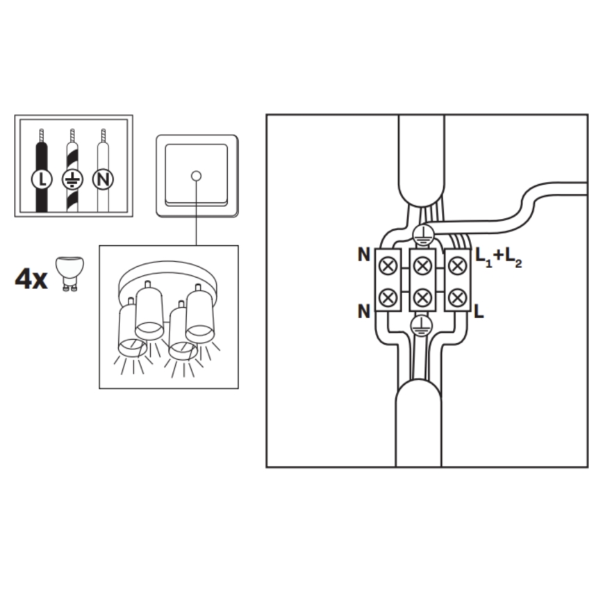 Żyrandol łazienkowy LED RGBW TURYN 4xGU10/6,5W/230V 2700-6500K Wi-Fi IP44 czarny