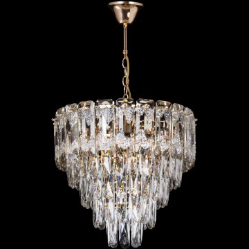 Żyrandol LED na łańcuchu 7xE27/60W/230V + 4xLED/6W, śr. 40 cm, złoty