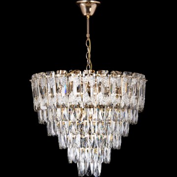 Žyrandol LED na łańcuchu 9xE27/60W/230V + 6xLED/6W śr. 50 cm złoty