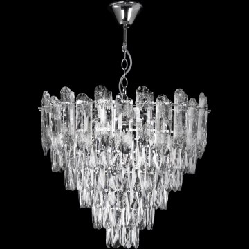 Żyrandol LED na łańcuchu 9xE27/60W/230V + 6xLED/6W, średnica 50 cm, błyszczący chrom