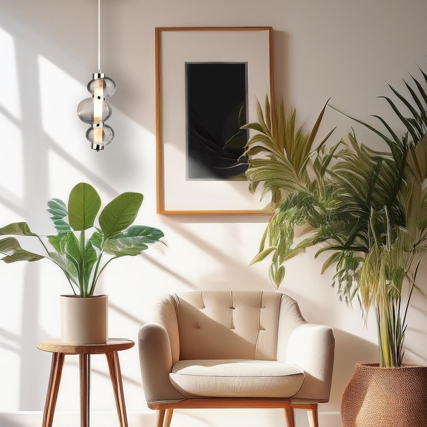 Żyrandol LED na lince BOLLA LED/12W/230V śr. 16 cm błyszczący chrom/przydymiony szary