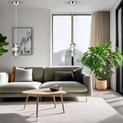 Żyrandol LED na lince BOLLA LED/12W/230V śr. 16 cm błyszczący chrom/przydymiony szary