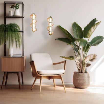 Żyrandol LED na lince BOLLA LED/17W/230V Ø 16 cm złoty/przydymiony beż