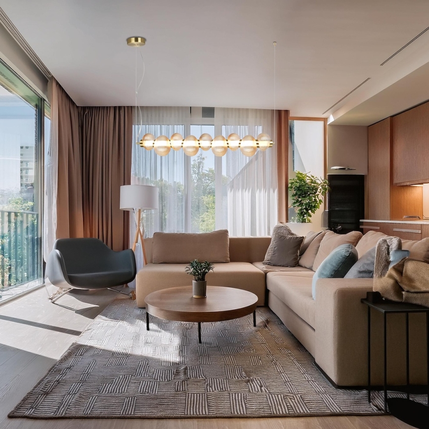 Žyrandol LED na lince BOLLA LED/32W/230V złoty/dymny beżowy