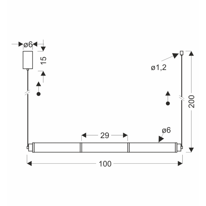 Żyrandol LED na lince CORTE LED/25W/230V, czarny