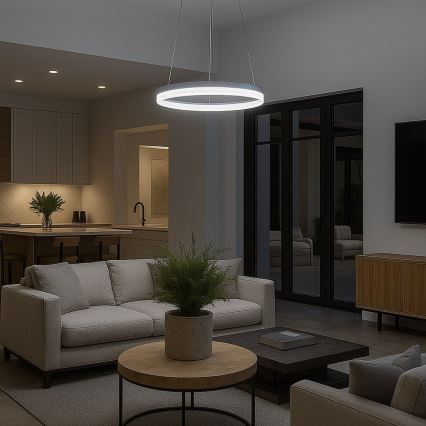 Żyrandol LED na lince GALA LED/25W/230V, średnica 50 cm, srebrny