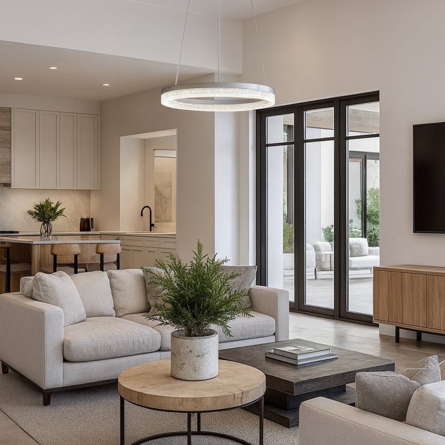 Żyrandol LED na lince GALA LED/25W/230V, średnica 50 cm, srebrny