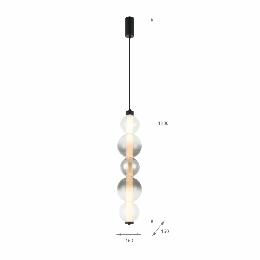 Žyrandol LED na lince LUMMI LED/19W/230V czarny/dymiony
