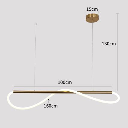 Żyrandol LED na lince MELECA LED/24W/230V 3000/4000/6000K 100 cm złoty