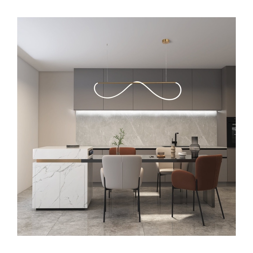 Żyrandol LED na lince MELECA LED/36W/230V 3000/4000/6000K 160 cm złoty