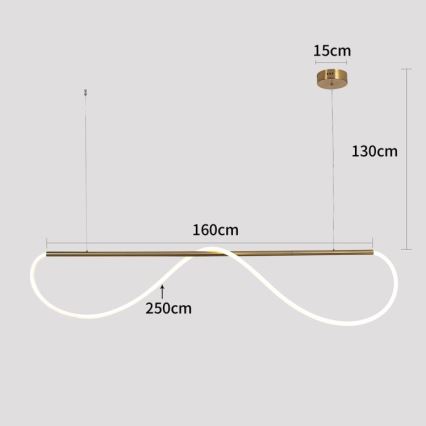 Żyrandol LED na lince MELECA LED/36W/230V 3000/4000/6000K 160 cm złoty