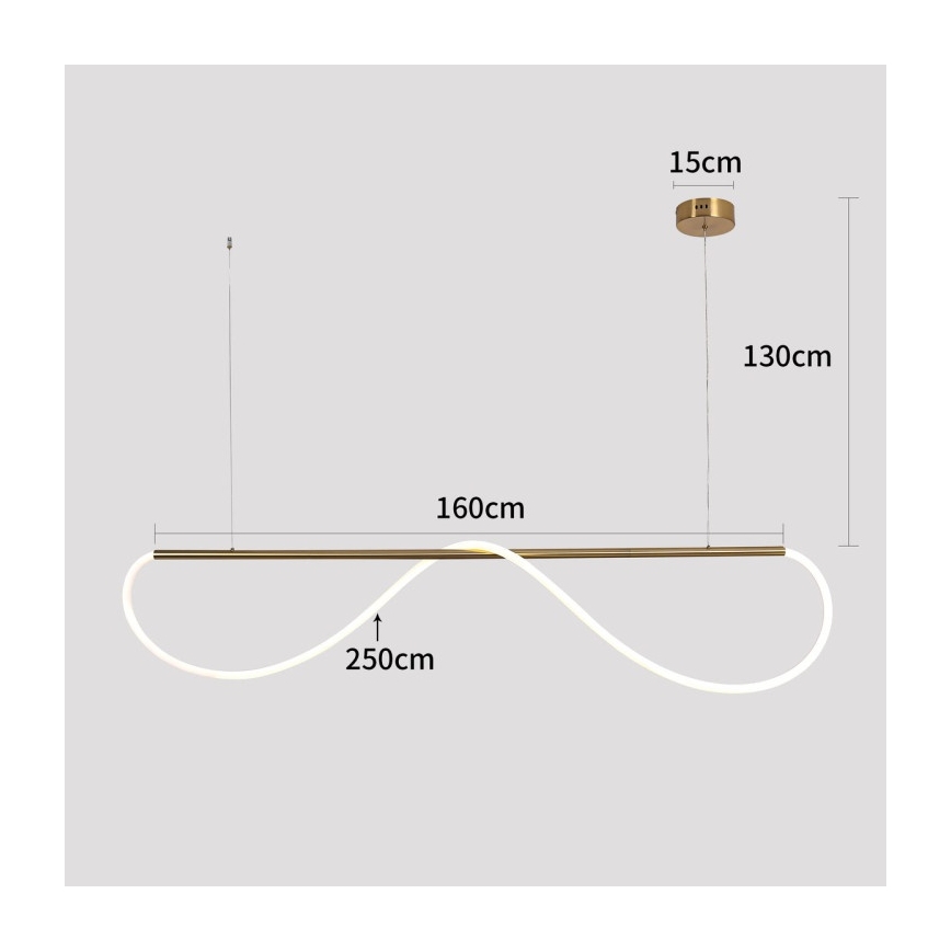 Żyrandol LED na lince MELECA LED/36W/230V 3000/4000/6000K 160 cm złoty